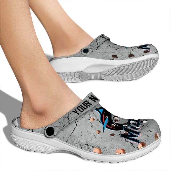 Customized Miami Marlins Cracked Texture Crocs High quality