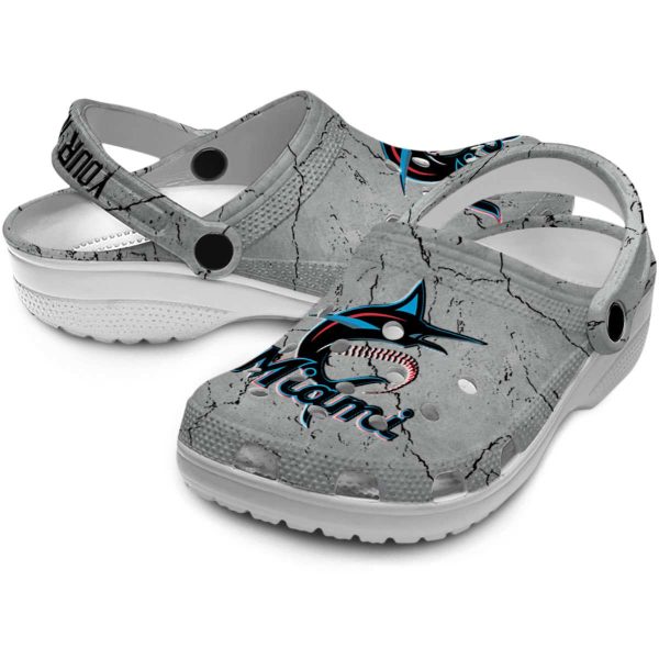 Customized Miami Marlins Cracked Texture Crocs Latest Model