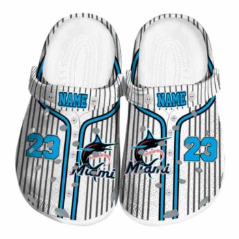 Customized Miami Marlins Pinstripe Pattern Crocs Best selling
