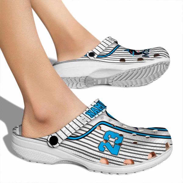 Customized Miami Marlins Pinstripe Pattern Crocs High quality