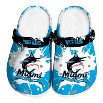 Customized Miami Marlins Splatter Pattern Crocs Best selling