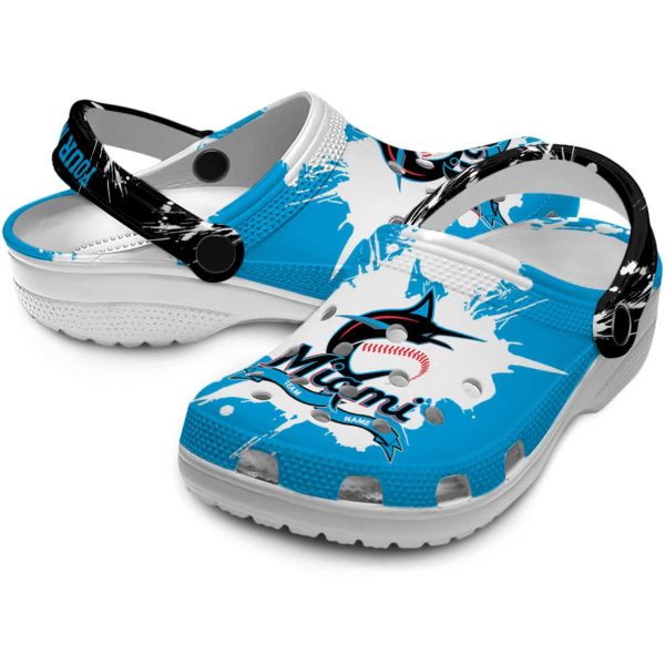 Customized Miami Marlins Splatter Pattern Crocs Latest Model