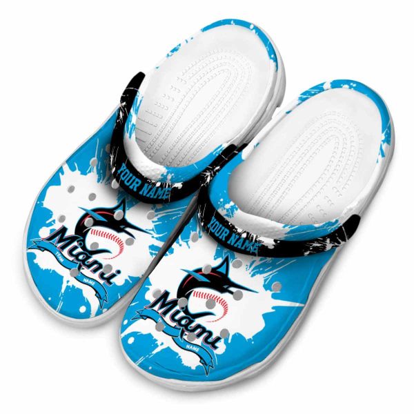 Customized Miami Marlins Splatter Pattern Crocs Trendy