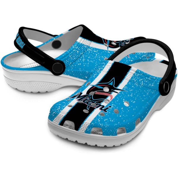 Customized Miami Marlins Vertical Stripes Crocs Latest Model
