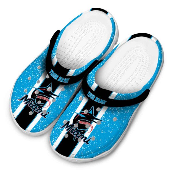Customized Miami Marlins Vertical Stripes Crocs Trendy