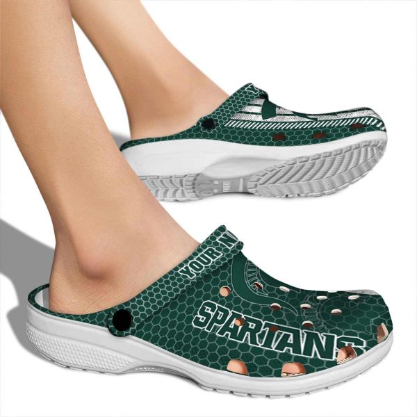 Customized Michigan State Spartans Contrasting Stripes Crocs High quality