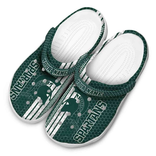 Customized Michigan State Spartans Contrasting Stripes Crocs Trendy
