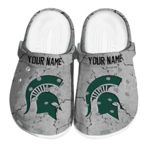 Customized Michigan State Spartans Cracked Texture Crocs Best selling