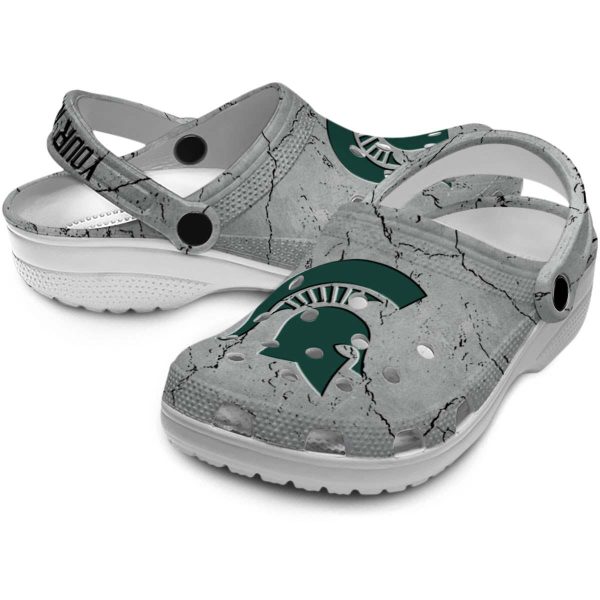 Customized Michigan State Spartans Cracked Texture Crocs Latest Model