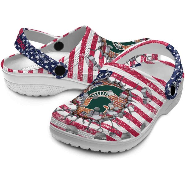 Customized Michigan State Spartans Freedom Splinter Crocs Latest Model