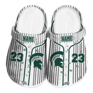Customized Michigan State Spartans Pinstripe Pattern Crocs Best selling