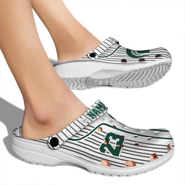 Customized Michigan State Spartans Pinstripe Pattern Crocs High quality
