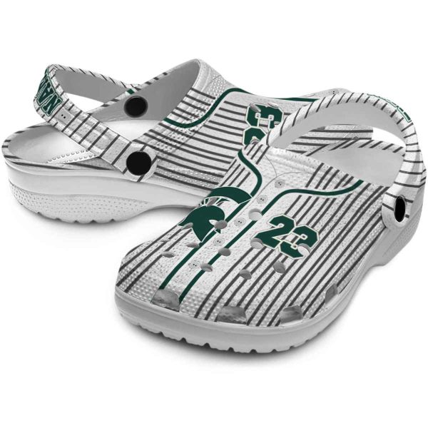 Customized Michigan State Spartans Pinstripe Pattern Crocs Latest Model