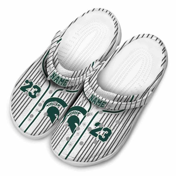 Customized Michigan State Spartans Pinstripe Pattern Crocs Trendy