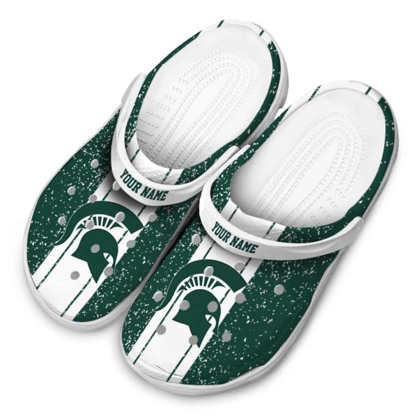 Customized Michigan State Spartans Vertical Stripes Crocs Trendy