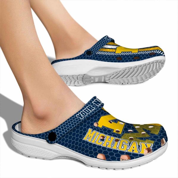 Customized Michigan Wolverines Contrasting Stripes Crocs High quality