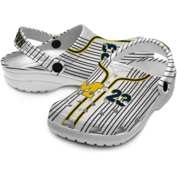 Customized Michigan Wolverines Pinstripe Pattern Crocs Latest Model