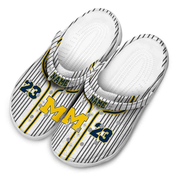 Customized Michigan Wolverines Pinstripe Pattern Crocs Trendy