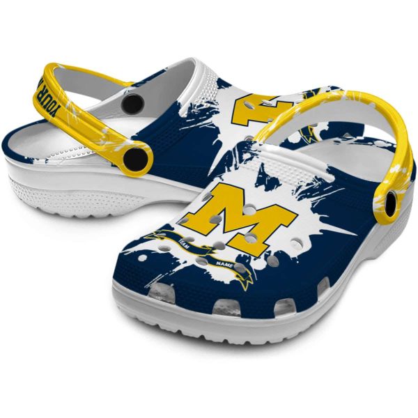 Customized Michigan Wolverines Splatter Pattern Crocs Latest Model
