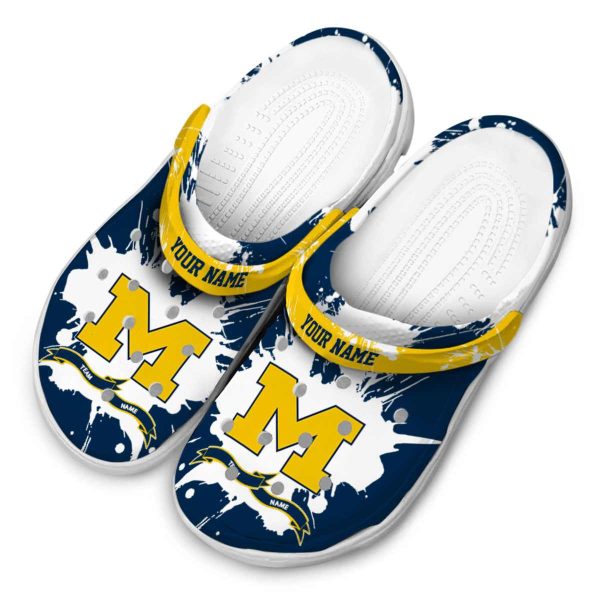 Customized Michigan Wolverines Splatter Pattern Crocs Trendy