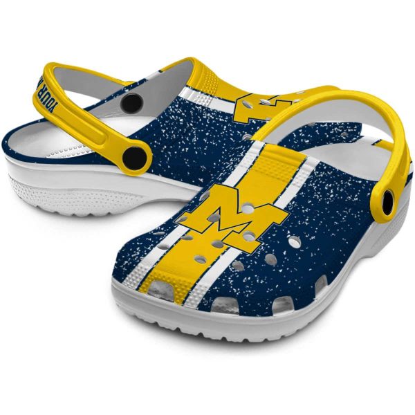 Customized Michigan Wolverines Vertical Stripes Crocs Latest Model