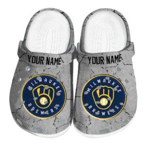 Customized Milwaukee Brewers Cracked Texture Crocs Best selling