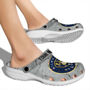 Customized Milwaukee Brewers Cracked Texture Crocs High quality