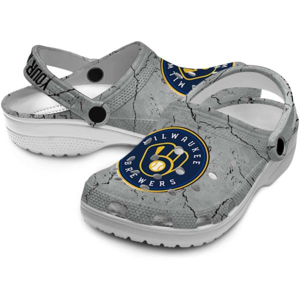 Customized Milwaukee Brewers Cracked Texture Crocs Latest Model
