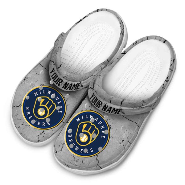 Customized Milwaukee Brewers Cracked Texture Crocs Trendy
