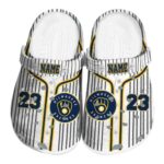 Customized Milwaukee Brewers Pinstripe Pattern Crocs Best selling