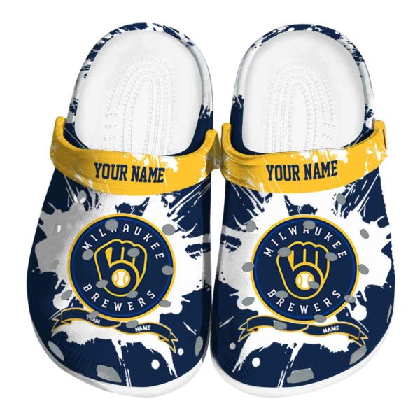 Customized Milwaukee Brewers Splatter Pattern Crocs Best selling