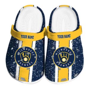 Customized Milwaukee Brewers Vertical Stripes Crocs Best selling