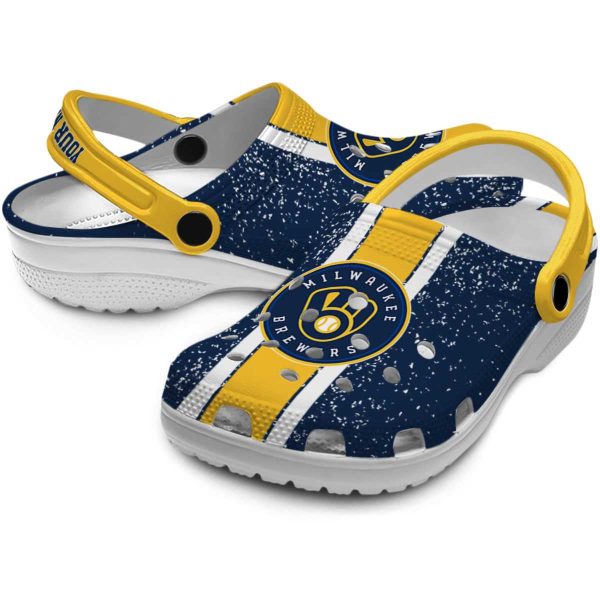 Customized Milwaukee Brewers Vertical Stripes Crocs Latest Model