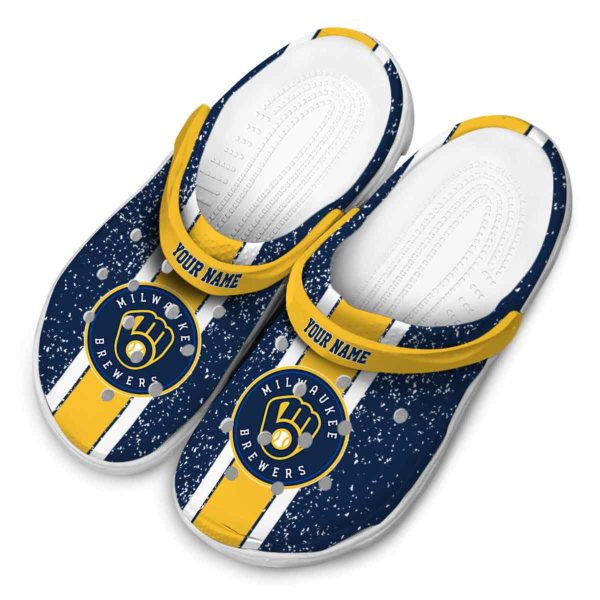 Customized Milwaukee Brewers Vertical Stripes Crocs Trendy