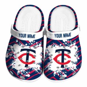 Customized Minnesota Twins Zigzag Paint Burst Crocs Best selling