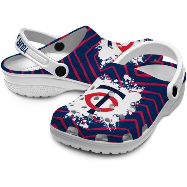 Customized Minnesota Twins Zigzag Paint Burst Crocs Latest Model