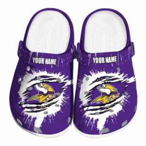 Customized Minnesota Vikings Splash Motif Background Crocs Best selling