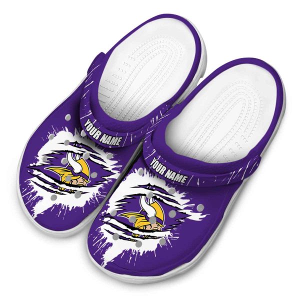 Customized Minnesota Vikings Splash Motif Background Crocs Trendy