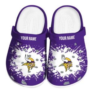 Customized Minnesota Vikings Splatter Background Crocs Best selling