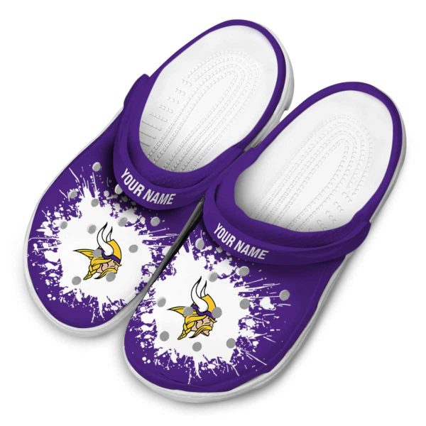 Customized Minnesota Vikings Splatter Background Crocs Trendy