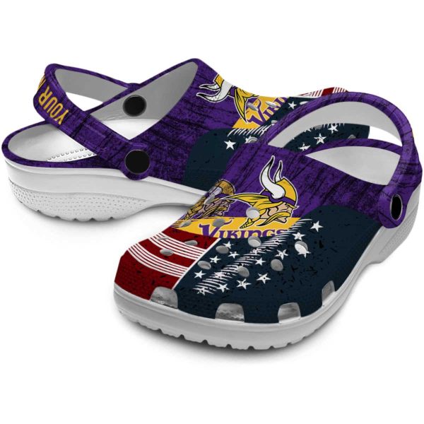 Customized Minnesota Vikings Star Spangled Side Pattern Crocs Latest Model