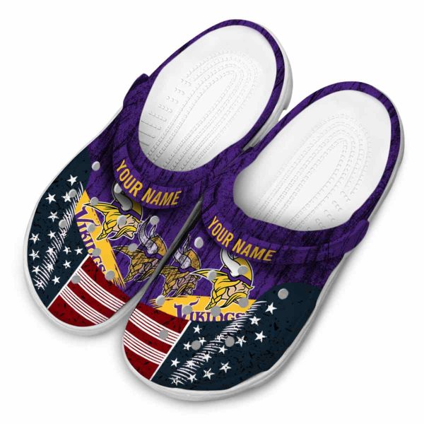 Customized Minnesota Vikings Star Spangled Side Pattern Crocs Trendy