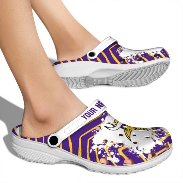Customized Minnesota Vikings Zigzag Paint Burst Crocs High quality