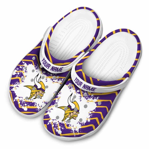 Customized Minnesota Vikings Zigzag Paint Burst Crocs Trendy