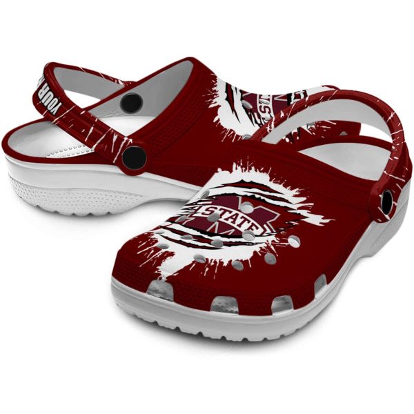 Customized Mississippi State Bulldogs Splash Motif Background Crocs Latest Model