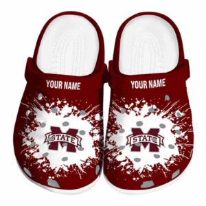 Customized Mississippi State Bulldogs Splatter Background Crocs Best selling