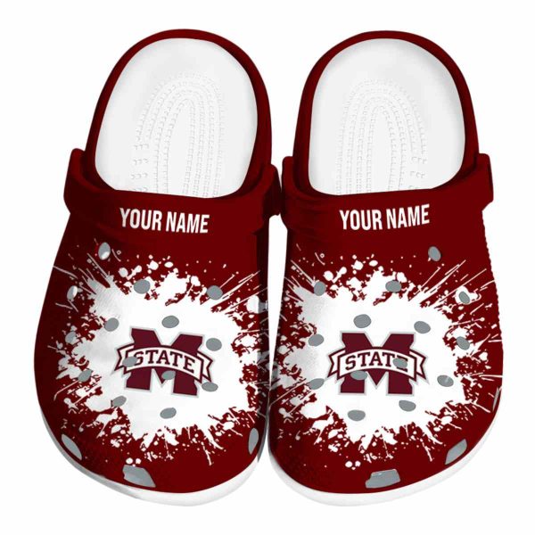 Customized Mississippi State Bulldogs Splatter Background Crocs Best selling