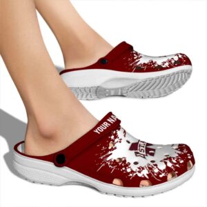 Customized Mississippi State Bulldogs Splatter Background Crocs High quality