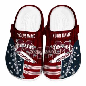 Customized Mississippi State Bulldogs Star Spangled Side Pattern Crocs Best selling