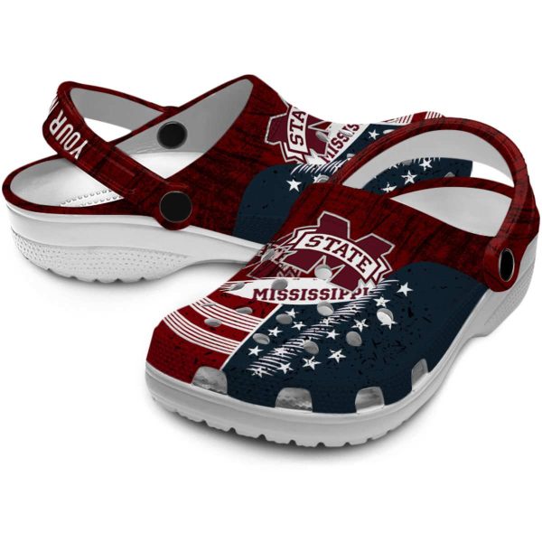 Customized Mississippi State Bulldogs Star Spangled Side Pattern Crocs Latest Model
